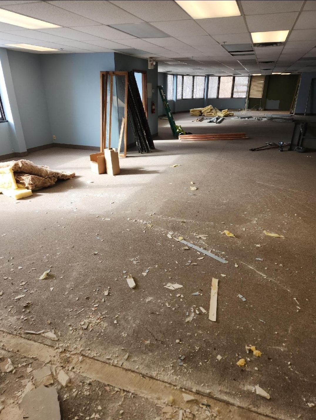 Office renovation before and during flooring removal